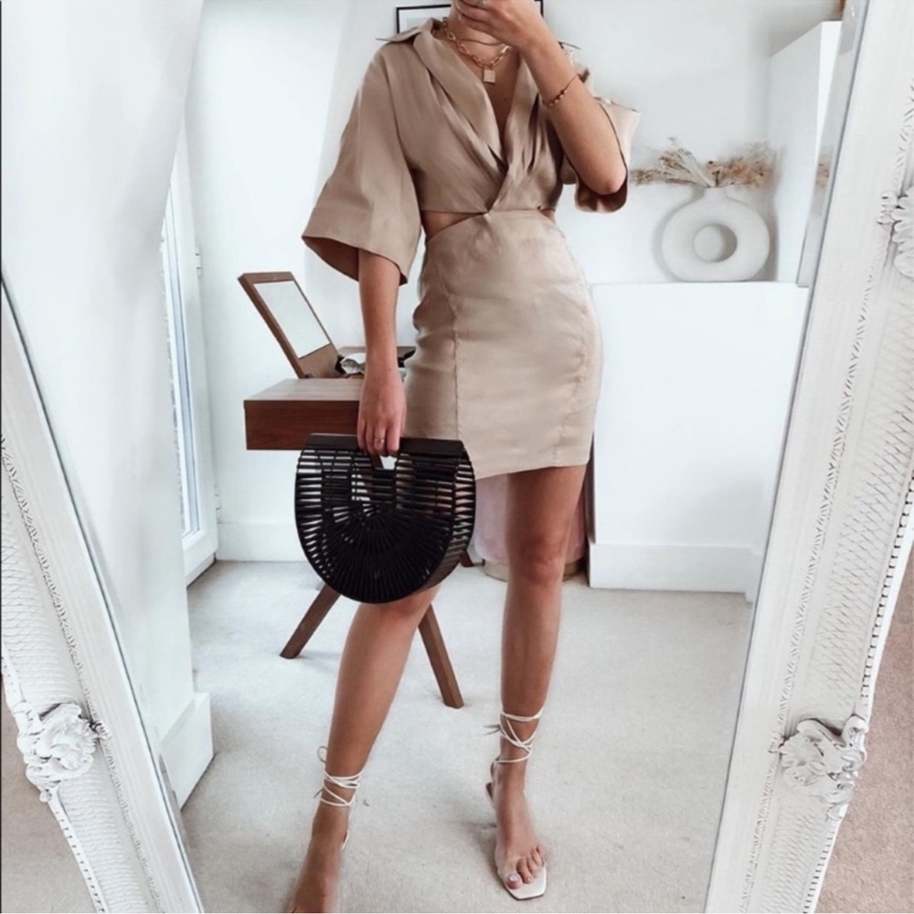 Zara cut out tan‎ mini dress, M